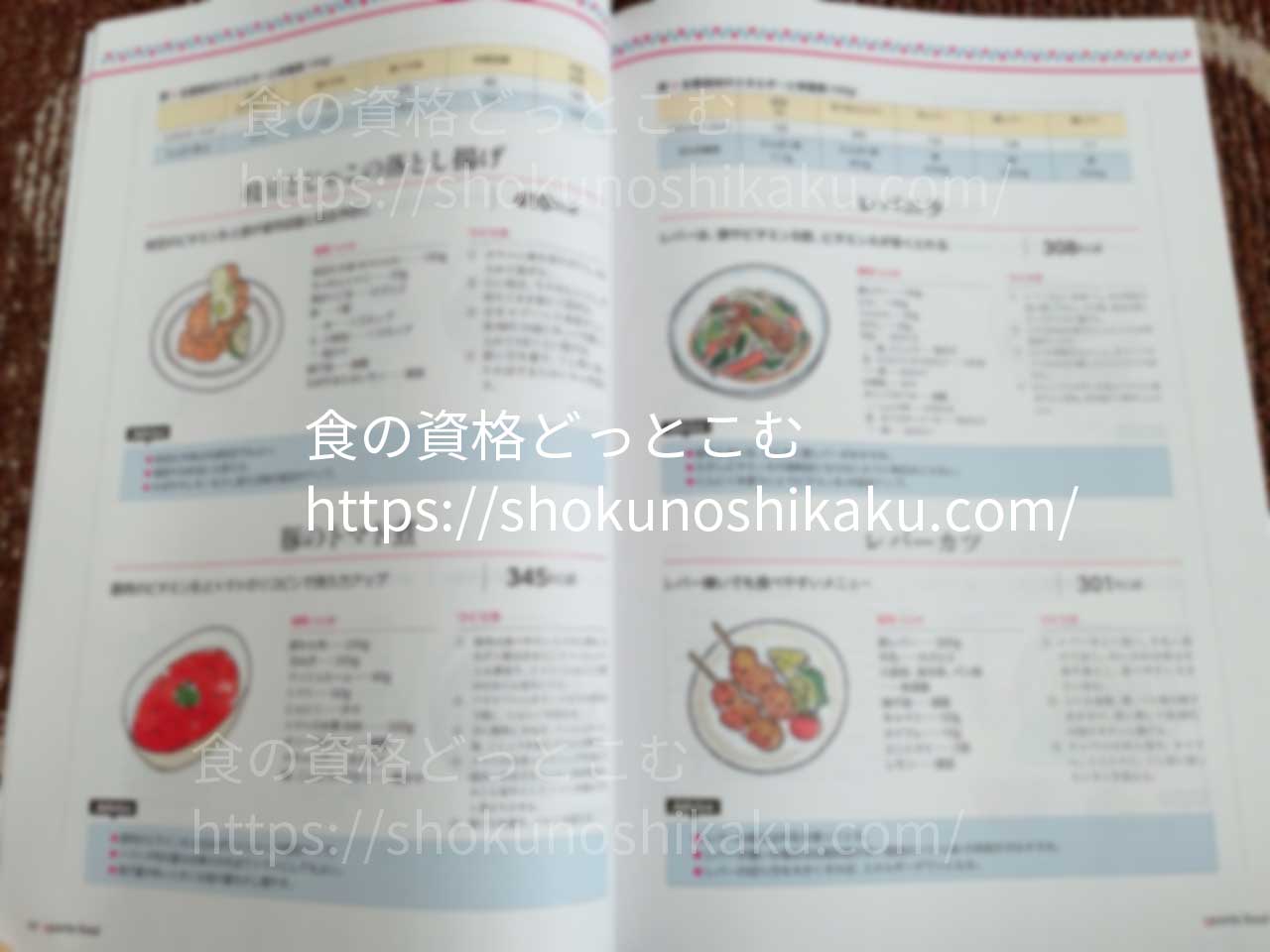 キャリカレのスポーツフードアドバイザー資格講座のテキストのレシピ集