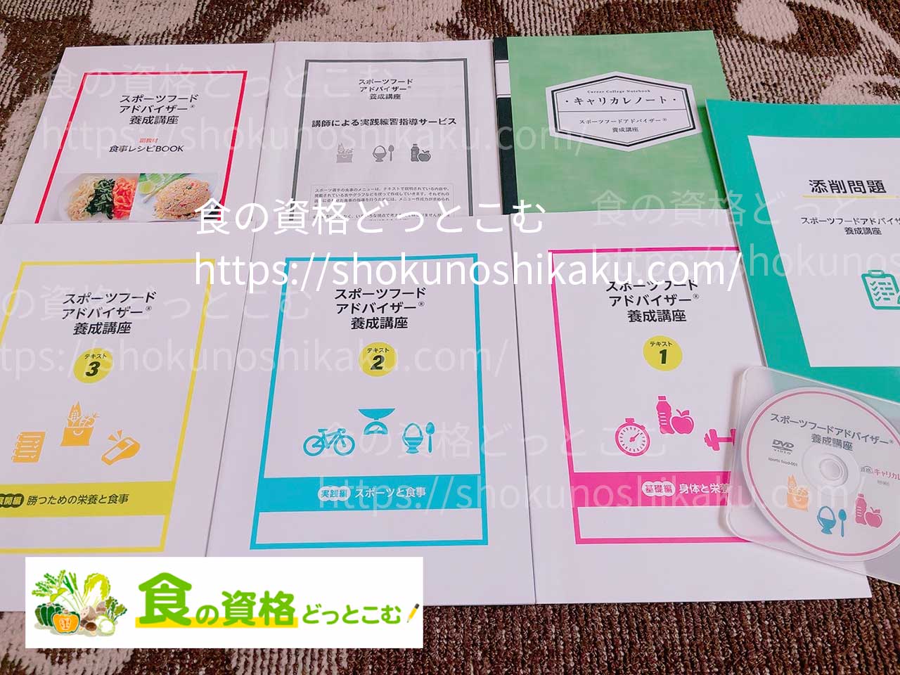 キャリカレのスポーツ栄養プランナー資格取得講座のテキスト・教材