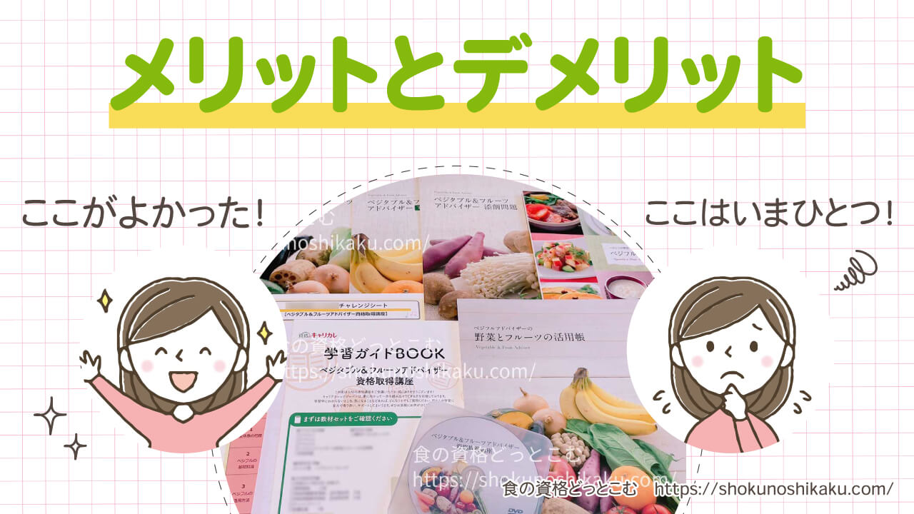 キャリカレのベジタブル＆フルーツアドバイザー資格講座のメリットとデメリット