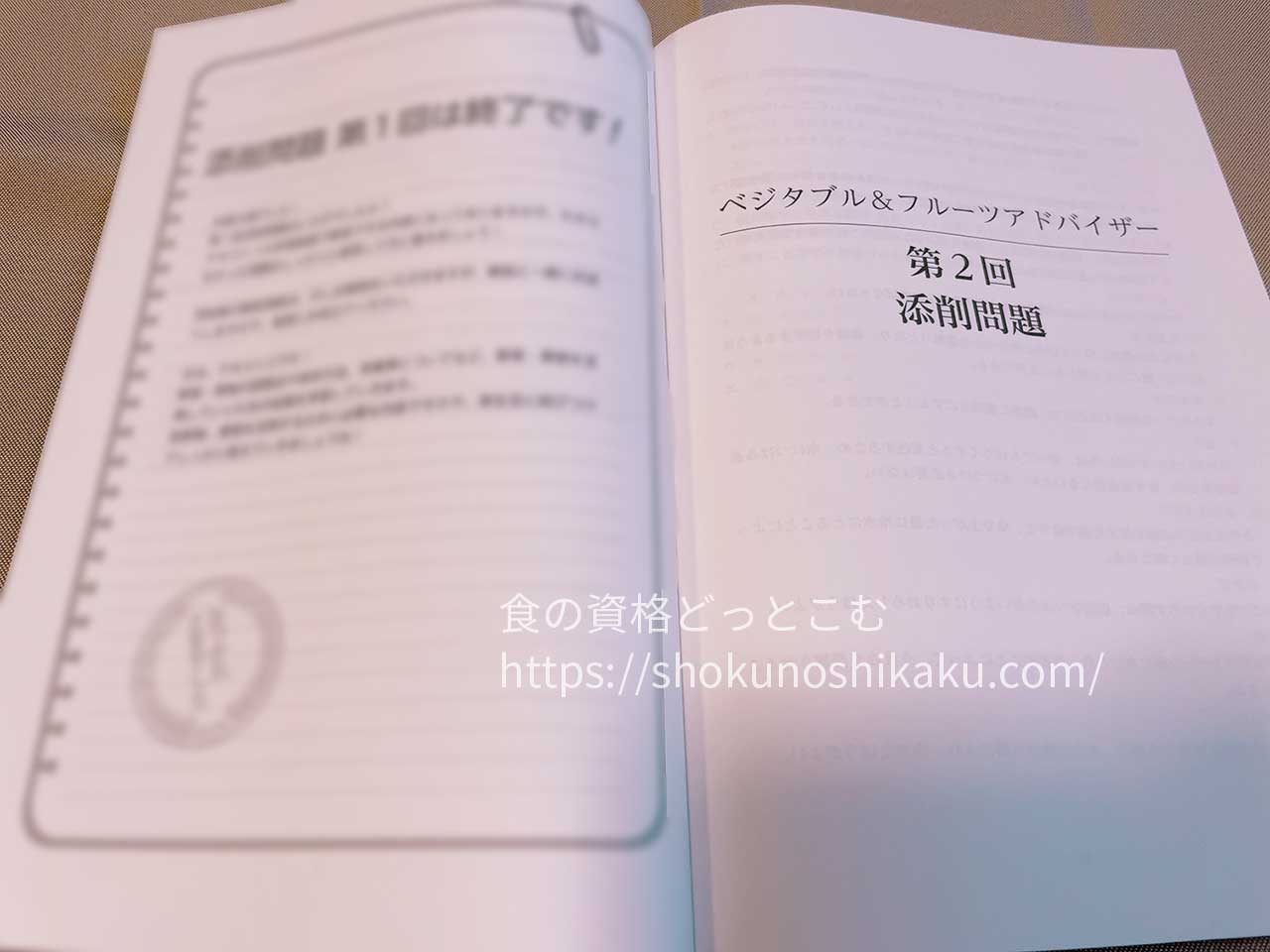 キャリカレのベジタブル＆フルーツアドバイザー資格講座のテキスト・教材