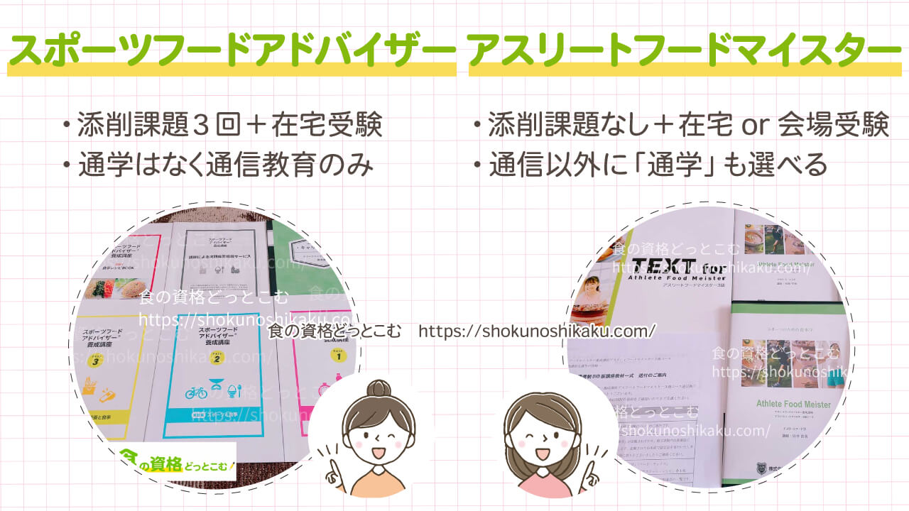 スポーツフードアドバイザーとアスリートフードマイスターの違い