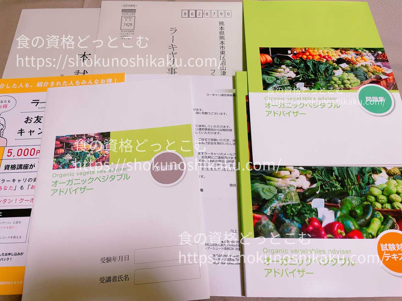 ラーキャリのオーガニックベジタブルアドバイザー資格取得講座のテキスト・教材